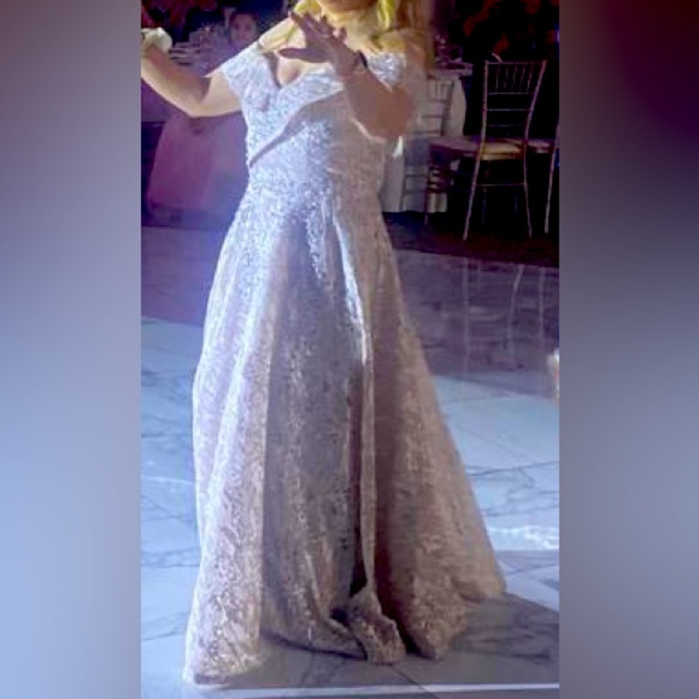 Pink/beige/gold evening dress